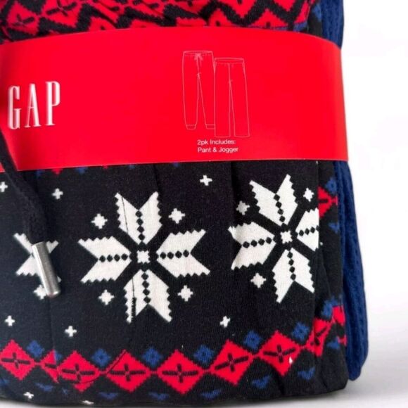 🎁Gap Men's 2 Pack Waffle Knit Thermal Jogger Pants Blue, Red & Black SZ Small - Picture 3 of 5